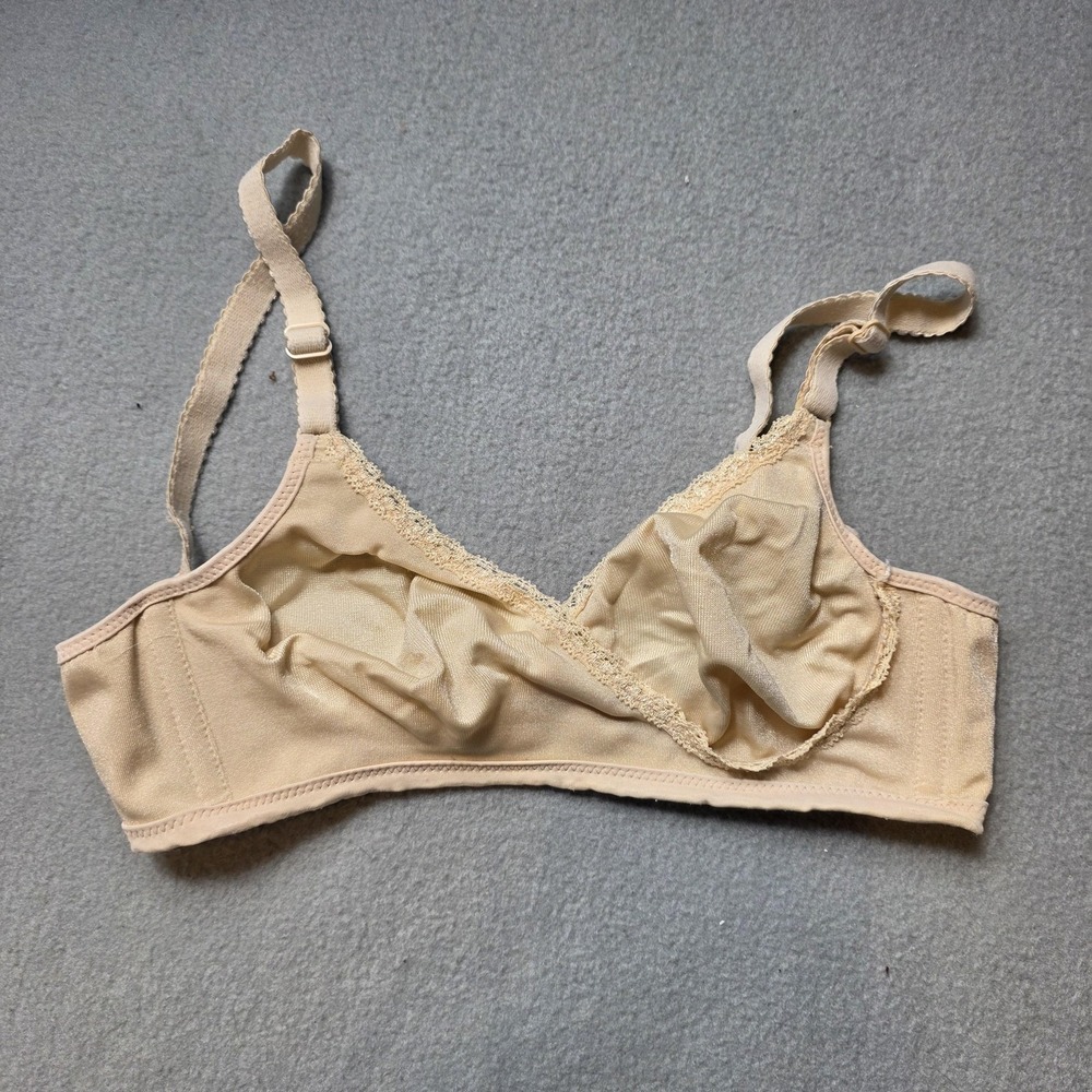 Warner's Bra 32B Beige Lace Mesh Bralette Wireless Unlined 1027